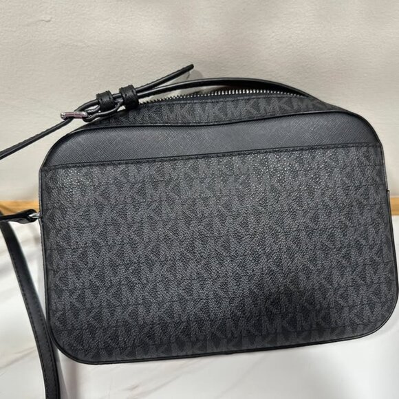 Michael Kors Jet Set Large East West Logo Zip Chain Crossbody Bag - Black - Picture 3 of 7